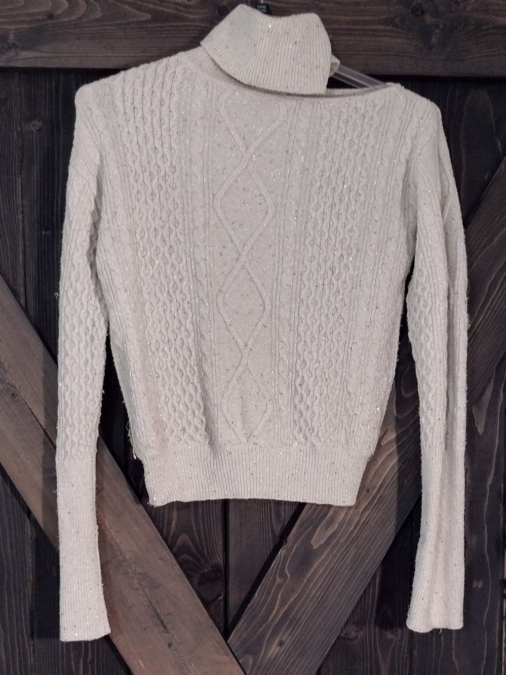 Sophia Jeans Cream Cable-Knit Turtleneck Sweater - Size XS  0-2